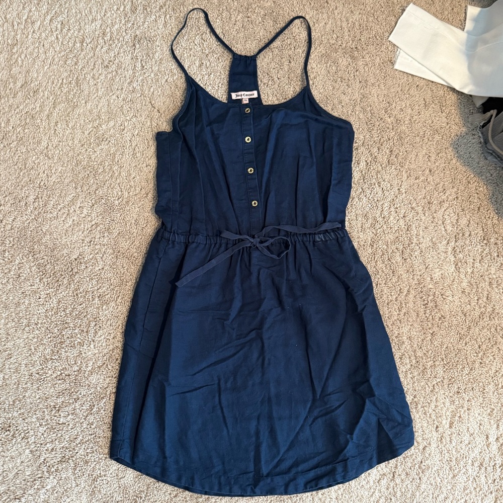 Juicy Couture Blue Buttoned Tie Front Sundress